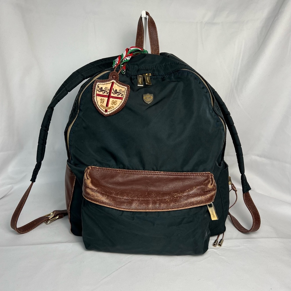 Orobianco Backpack Daypack Nylon/Leather Black Unisex
